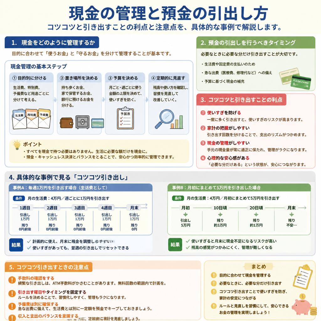 預金の引出しと管理方法