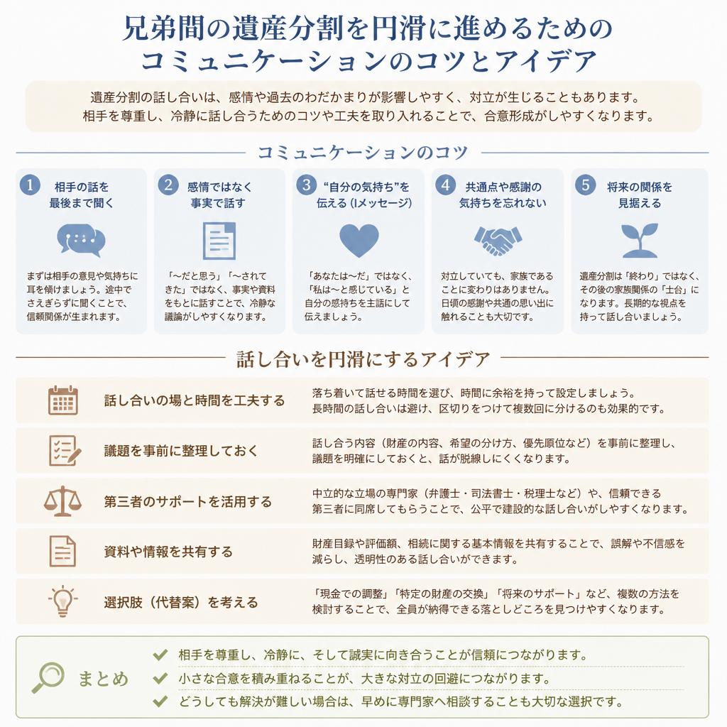兄弟間の話し合いを円滑にする工夫