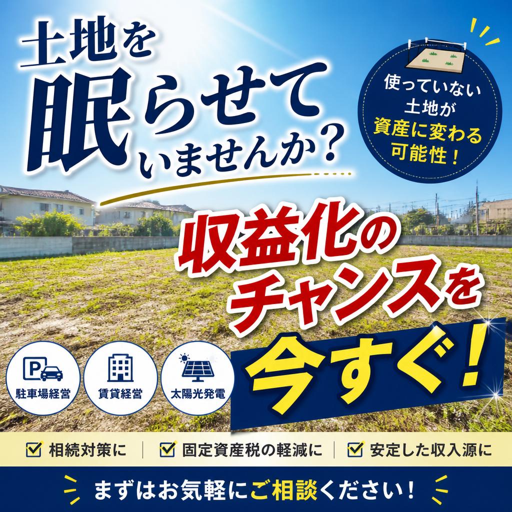 土地を眠らせていませんか？ 収益化のチャンスを今すぐ！