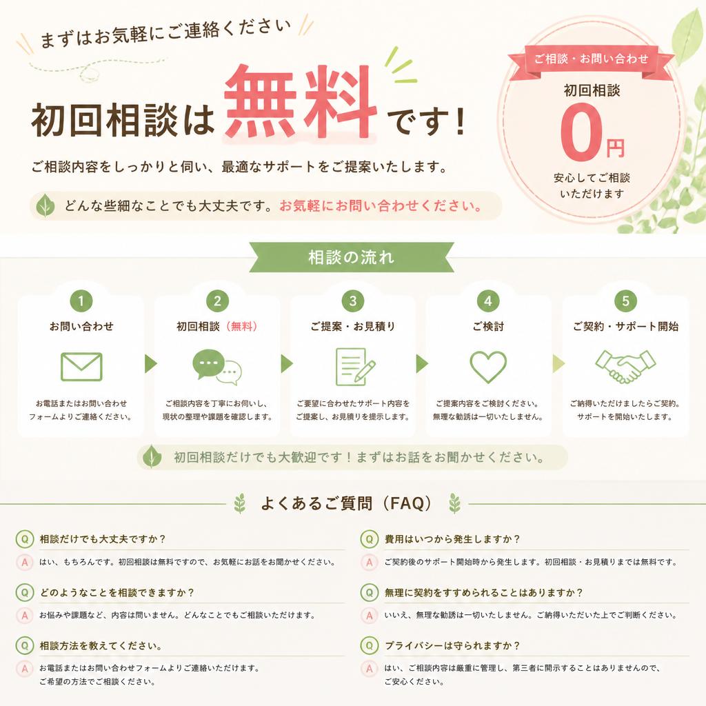 初回相談は無料！お気軽にどうぞ