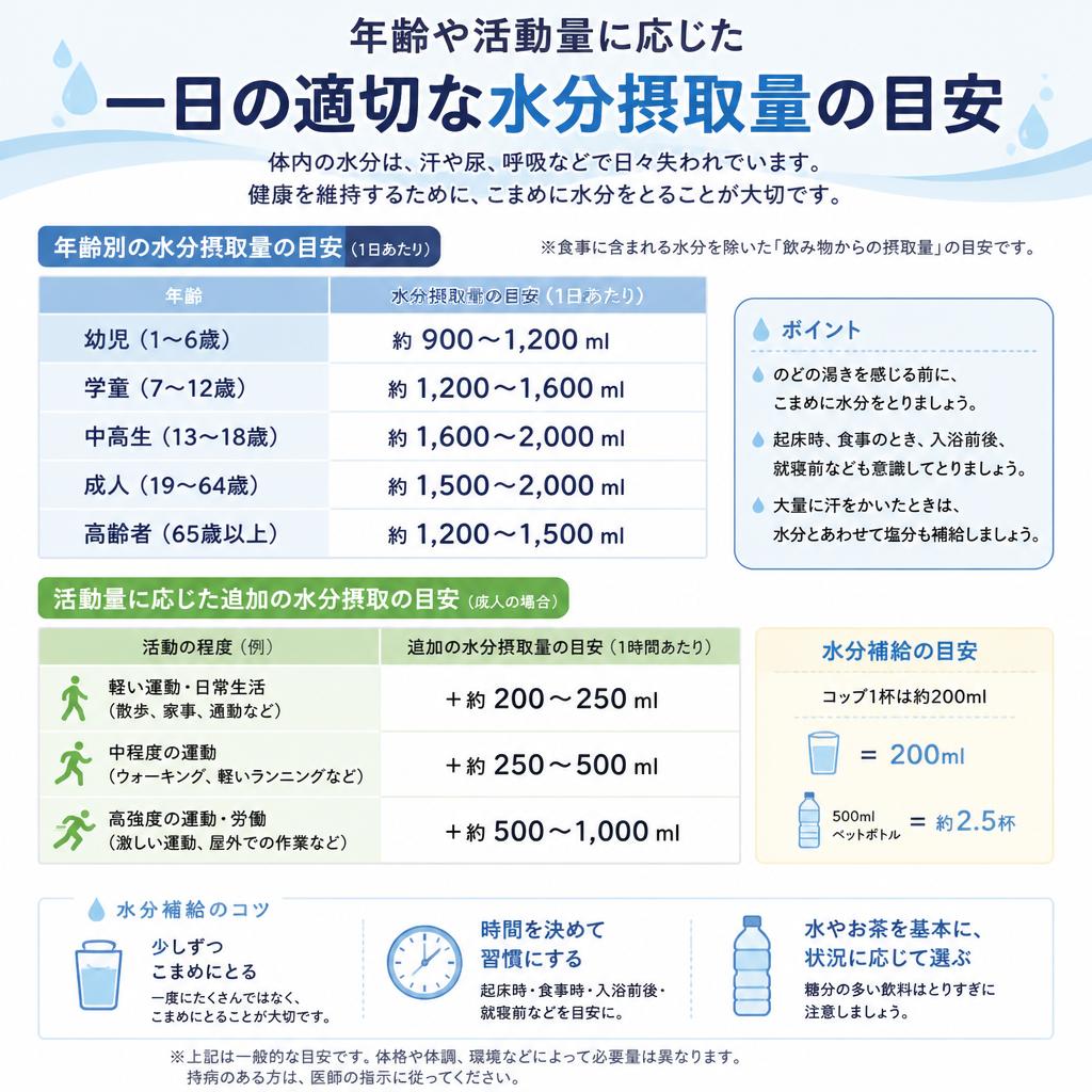 2. 一日どれくらい水分が必要？