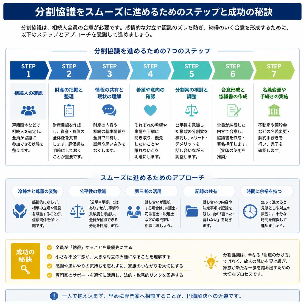 スムーズに分割協議を進めるためのステップ