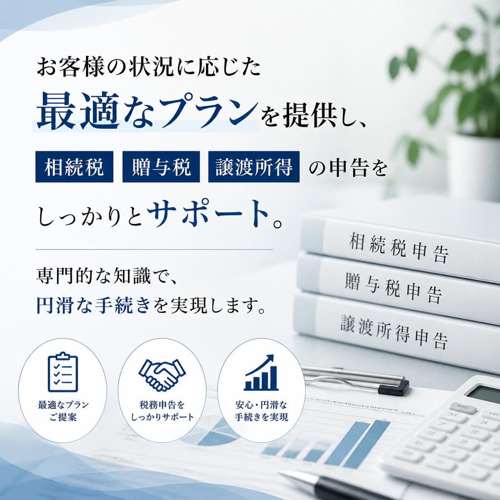 相続税、贈与税、譲渡所得の申告サポート